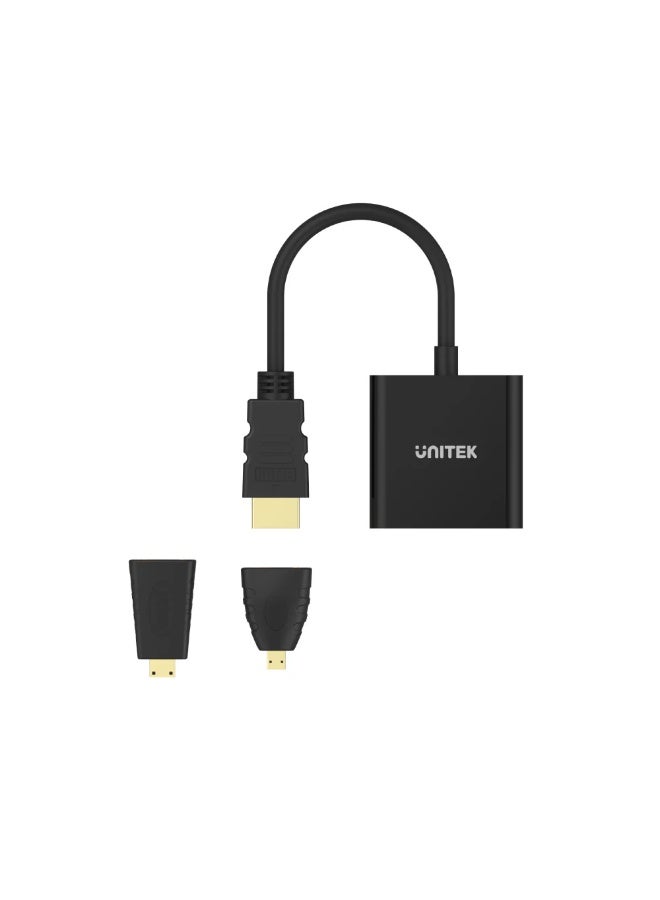 UNITEK HDMI to VGA Adapter with 3.5mm Audio – 1080P, Mini & Micro HDMI Compatible, Plug & Play - Image 3